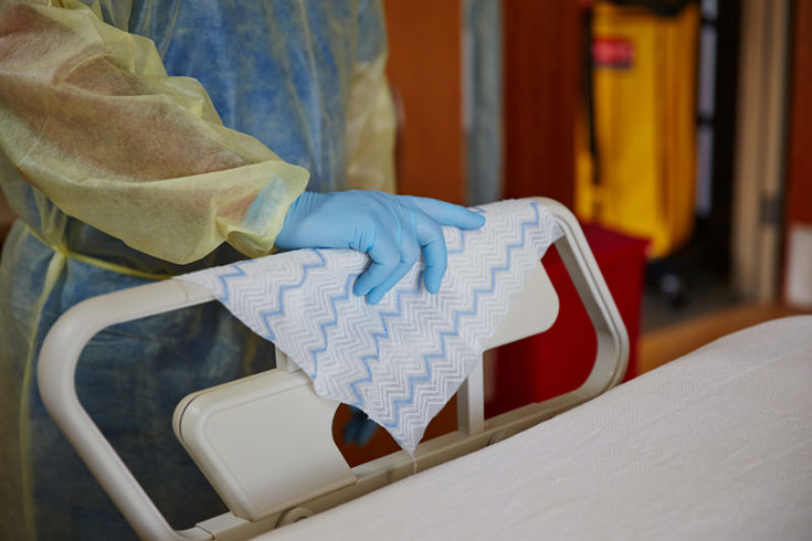 Disposable Microfibre Cloth cleaning hospital bed